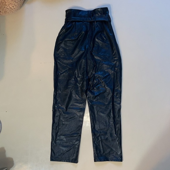 Black Commando Faux Leather Paper-bag Pants - Picture 4 of 7